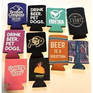 Lot of 10‎ Beer Can Koozies Brewery Logo Drink Holders Insulated Sleeves Craft